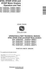 John Deere 870G, 870GP, 872G, 872GP (SN.F678818-680877) Motor Graders Diagnostic Manual (TM14071X19)