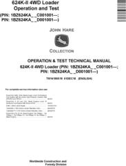 John Deere 624K-II (SN.C001001-; D001001-) 4WD Loader Diagnostic & Test Service Manual (TM14199X19)