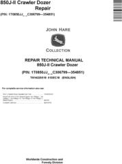 John Deere 850J-II (SN. C306799-354851) Crawler Dozer Repair Technical Service Manual (TM14229X19)