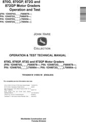 John Deere 870G,870GP,872G,872GP (SN.F680878-,L700954-) Motor Graders Diagnostic Manual (TM14246X19)