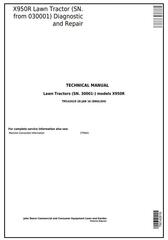 TM142619 - John Deere X950R Riding Lawn Tractor (SN. from 030001) All Inclusive Technical Service Manual