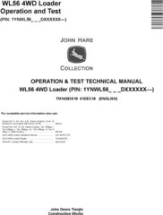 John Deere WL56 (SN. D000001-) 4WD Loader Operation & Test Technical Service Manual (TM14283X19)