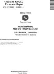 John Deere 130G, 130GLC (SN.from D040001) Excavator Service Repair Technical Manual (TM14289X19)