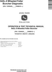 John Deere 643L-II Wheeled Feller Buncher Operation & Test Technical Manual (TM14327X19)