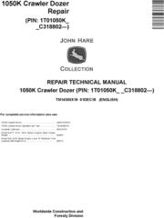 John Deere 1050K (SN. C318802-) Crawler Dozer Service Repair Technical Manual (TM14350X19)