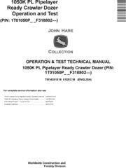 John Deere 1050K PL (SN. F318802-) Pipelayer Ready Crawler Dozer Diagnostic Manual (TM14351X19)