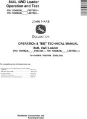 John Deere 844L 4WD Loader Operation & Test Technical Manual (TM14365X19)