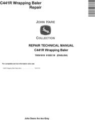 John Deere C441R Wrapping Baler Service Repair Technical Manual (TM301819)