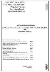 TM401419 - John Deere 7250, 7350, 7450, 7550, 7750, 7850, 7950 Forage Harvesters Service Repair Manual