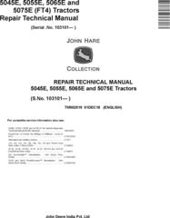 John Deere 5045E, 5055E, 5065E, 5075E Tractors (SN.103101-) Repair Technical Service Manual TM902519