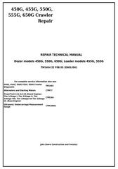 TM1404 - John Deere 450G, 550G, 650G Crawler Dozer; 455G, 555G Loader Service Repair Technical Manual