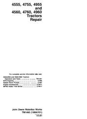 TM1460 - John Deere 4555, 4560, 4755, 4760, 4955, 4960 Tractors Service Repair Technical Manual